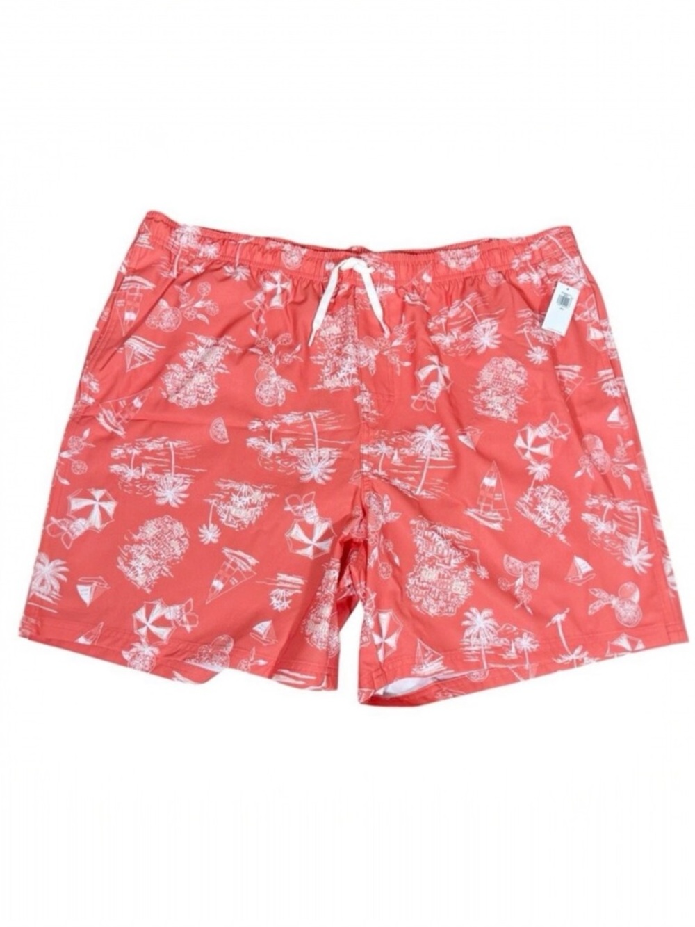 Old Navy Men’s Orange Printed‎  6” Tropical Beach Swim Trunks Size XXL